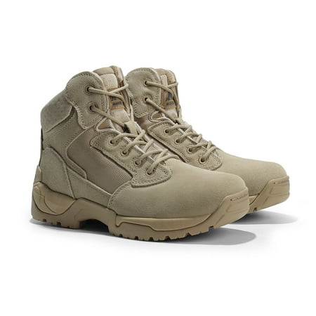 BURUDANI Men s Military Tactical Boots Motorcycle Ankle Boots Outdoor Combat Ankle Hiking Boots Shoes Sand Size 8