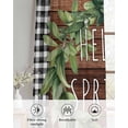 thumbnail image 6 of Farmhouse Green Garland Sheer Curtains 84 Inch Length 2 Panels Set for Living Room/Bedroom, Spring Black Plaid Wood Grain Kitchen Curtains Grommet Semi-Sheer Curtains Window Treatments 42"x84"x2, 6 of 7