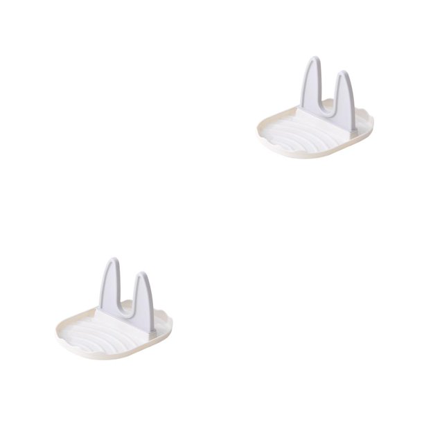 Wosthever Soporte para tapa de olla, utensilios de cocina de plástico, estante para espátula, almacenamiento de palillos, utensilios de cocina, Blanco Gris 2Conjunto