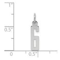thumbnail image 2 of White Sterling Silver Charm Pendant 6 20 mm 4 Rhodium-Plated Small Elongated Polished Number, 2 of 2