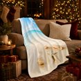 thumbnail image 3 of Tropical Beach Scene Seashells, Festive Holiday Scene, Warm Flannel Blanket for Beach House and Living Room with Detailed Artwork, Art Lovers Christmas Gift, Festive Home Decor, 3 of 9