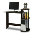 thumbnail image 3 of Furinno Engineered Wood Compact Computer Desk with Shelves in Espresso/Black, 3 of 8