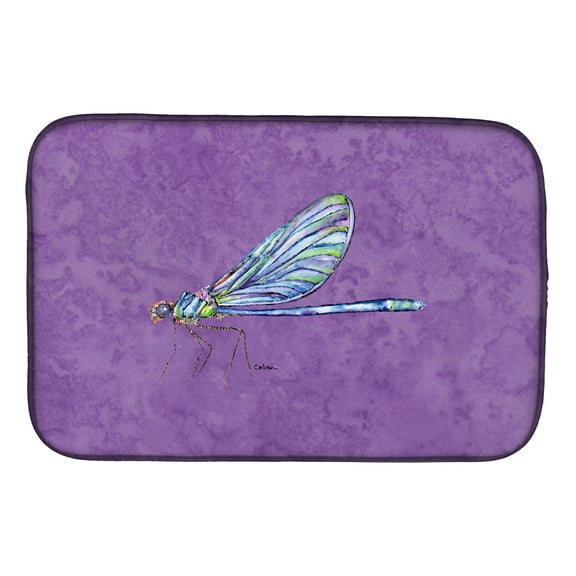 Dragonfly on Purple Dish Drying Mat