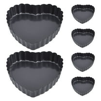 STRANDCHIC Nonstick Heart Shape Tart Pans Set of 6 Carbon Steel Bakeware for Home Baking and Dessert Making