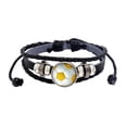 thumbnail image 2 of Pulsera de fútbol,Pulsera de fútbol para hombres y mujeres aficionados al equipo,Pulsera con dijes de fútbol de moda deportiva de moda,Pulsera de cuero PU,regalo Fútbol amarillo y blanco, 2 of 9