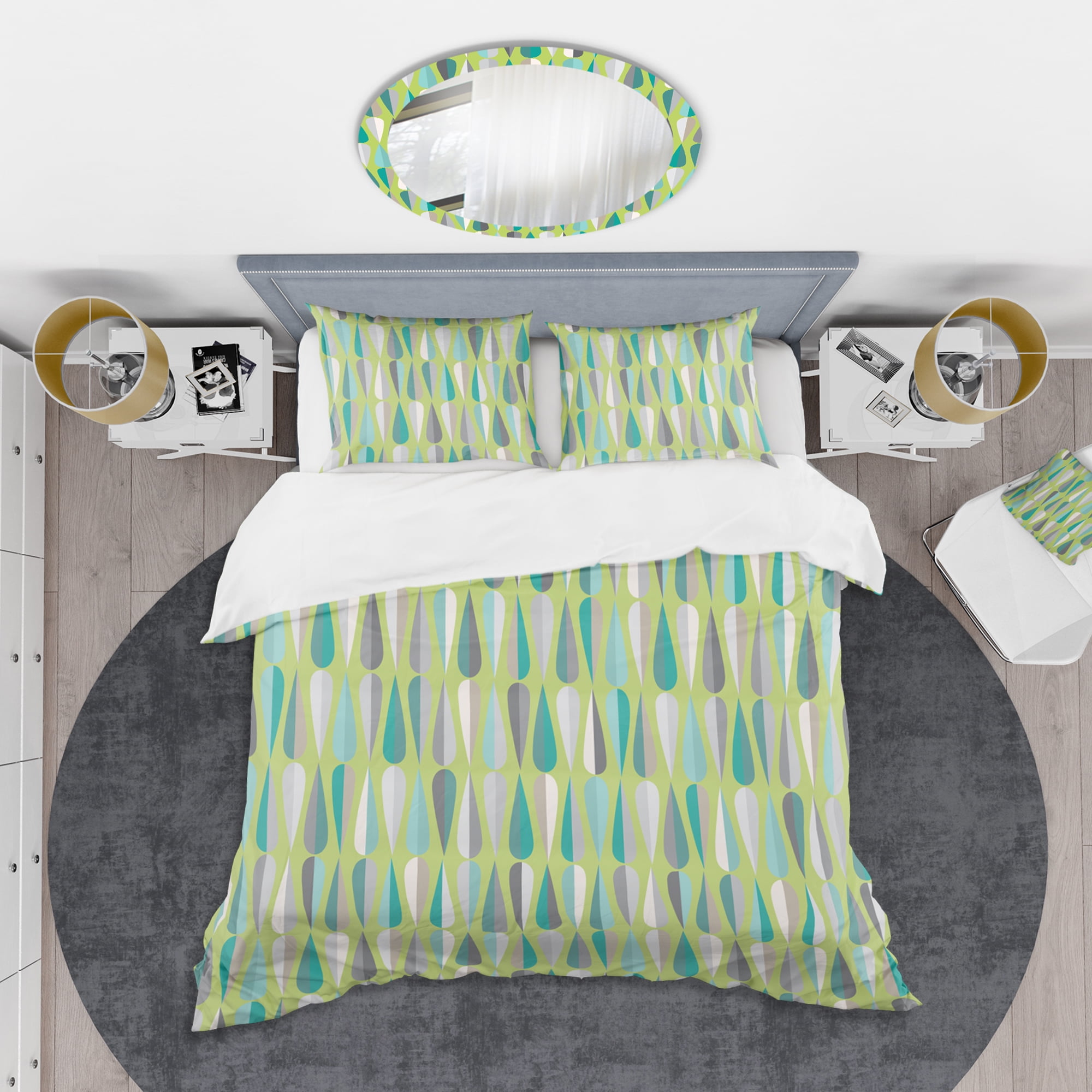 Designart 'Retro Abstract Drops VI' Mid-Century Modern Duvet Cover Set