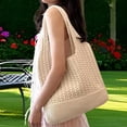 thumbnail image 2 of Bolsa de crochet para mujeres con bolso de playa hueco portátil para viajes de compras de vacaciones, 2 of 8