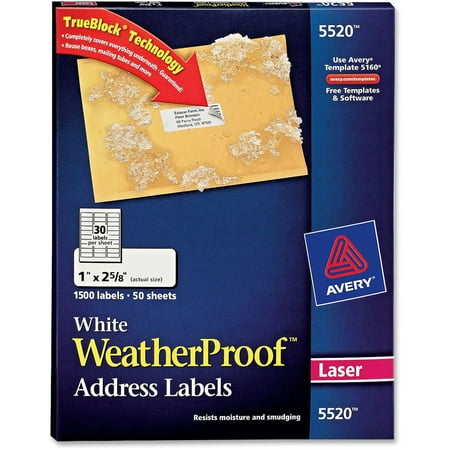 avery r weatherproof tm mailing labels with trueblock r