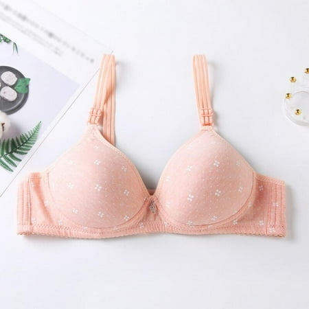 

Big Sale!!Classic Casual Pure Cotton Comfortable Printed Bra Thin Breathable Wirefree Adjustable Gathering Bra