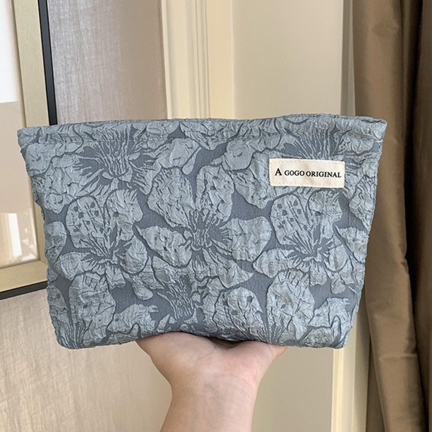 Bolsa de cosméticos floral bolsa de almacenamiento portátil Catton para viajes femeninos (azul) Ygjytge Cuidado Belleza
