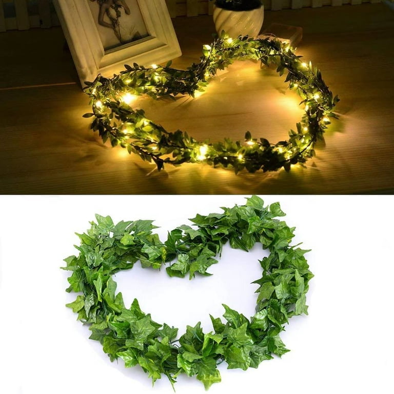 Fake Vines for Room Decoration, Ivy Leaf Wreath for Green Bedroom  Decoration, Aesthetic Hanging Vines for Wall Decoration