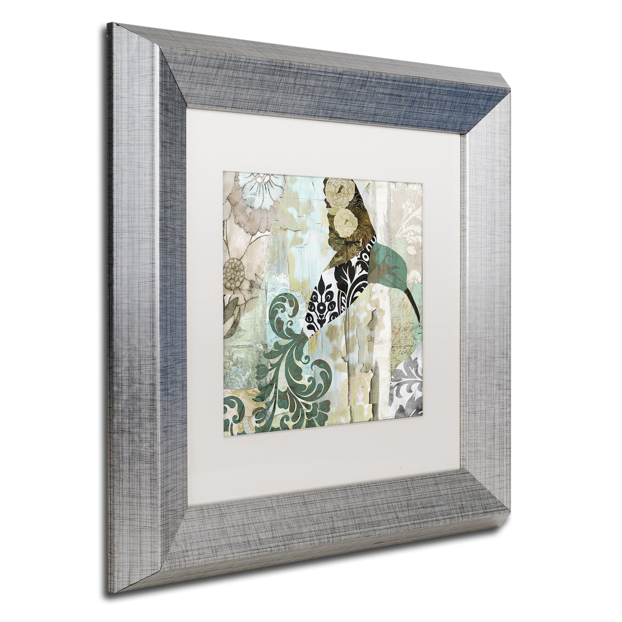 Trademark Fine Art "Hummingbird Batik I" Canvas Art by Color Bakery White Matte, Silver Frame