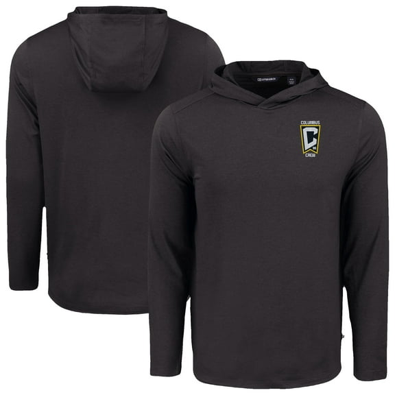 Men's Cutter & Buck Black Columbus Crew Coastline Epic Comfort Eco Recycled Long Sleeve Hoodie T-Shirt