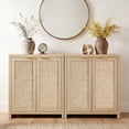 thumbnail image 4 of ARKANTOS Rattan Sideboard Cabinet with 1 Adjustable Shelf, Light Natural Oak, Set of 2, 4 of 10