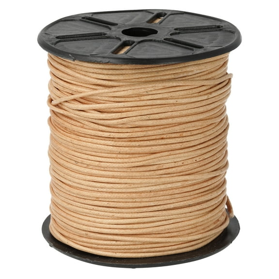 The Beadsmith Waxed Cotton Cord – Natural, 100m Spool, 2mm Thick, Strong String for Jewelry Making