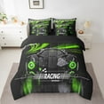 thumbnail image 2 of Erosebridal Racing Car Bedding Sets King Size,Geometric Plaid Bed in a Bag King size,Black Green Bedding King Size,Super Cozy Sport Bedroom Decorative,Reversible,7-Piece, 2 of 6