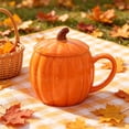 thumbnail image 5 of Msgweeeg Mug Set Insulated Coffee Mug 400ml Pumpkin Themed Ceramic Mug with Lid Glossy Porcelain Tea Cocoa Cup Multi-Color Decorative Drink Cup for Desk Kitchen Halloween Tabletop, 5 of 7