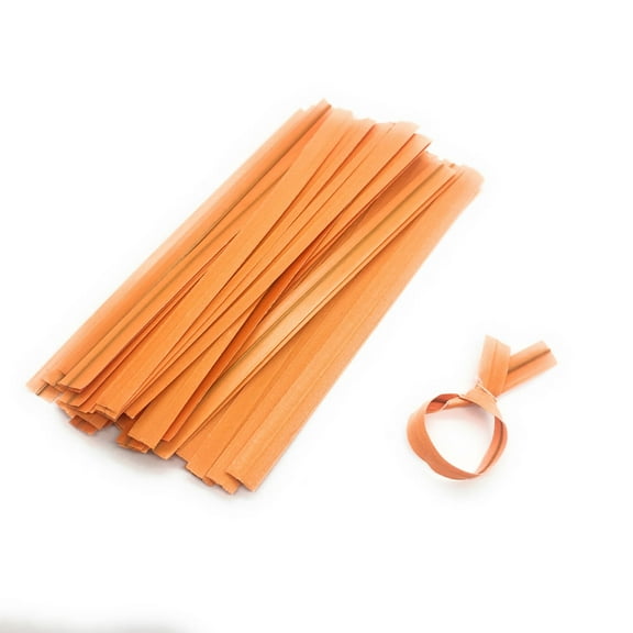 2000pcs Plastic/Paper Coated Orange 7" x 1/4"(6mm) Twist Ties - Won't Rip or Pull Off