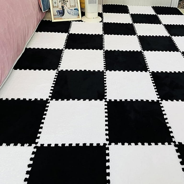 Milk Velvet Patchwork Rugs, Plush Puzzle Foam Floor Mat
