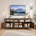 thumbnail image 2 of Industrial TV Stand for 55"/60"/65" Inch TVs with Adjustable Shelf, Entertainment Centre with 2 Door & Open Shelf, Rustic Brown, 2 of 10