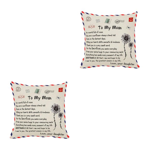 Inteprter Funda de almohada Funda de almohada cuadrada de fibra Funda de cojín de sofá lavable con letras, para mamá Dor a mamá 2piezas Inteprter CBP166194