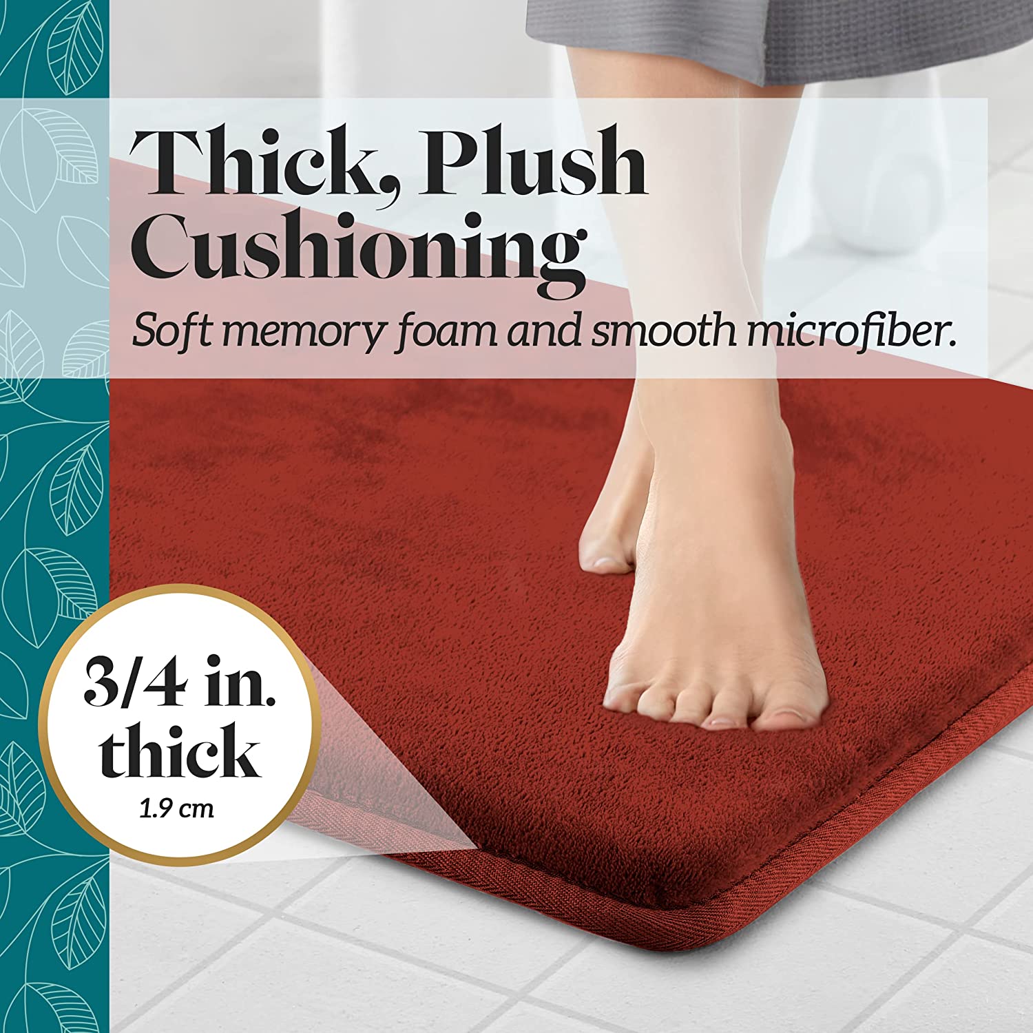 Bath Mats for Bathroom Non Slip - Autumn Glaze 17" x 24" Memory Foam Bathroom Rugs - Quick Dry Bath Mat