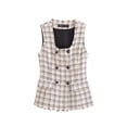 thumbnail image 2 of HH TRAF 2024 Otoño Invierno Moda Mujer Chaleco a cuadros Cuello cuadrado Slim Suit Chaleco Tops Mujer Viajes Oficina Señora Camiseta sin mangas femenina, 2 of 5