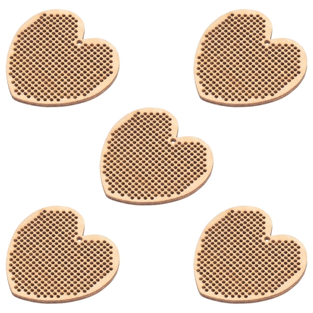 ORDDIART 5Pcs Cross Stitch Wood Pendant Light Brown for Crafting DIY Projects