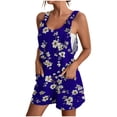 thumbnail image 2 of RKSTN Floral Rompers for Women Plus Size Sleeveless Crew Neck Casual Overalls Shorts Jumpsuit Summer Outfits for Women with Pockets (Blue ,M), 2 of 5