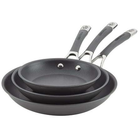 Circulon Radiance 3 Piece Hard Anodized Nonstick Frying Pan Set, Gray