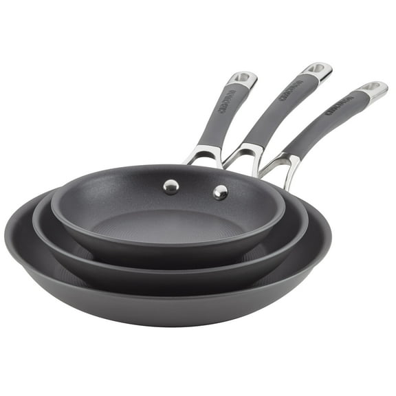 Circulon Radiance 3 Piece Hard Anodized Nonstick Frying Pan Set, Gray