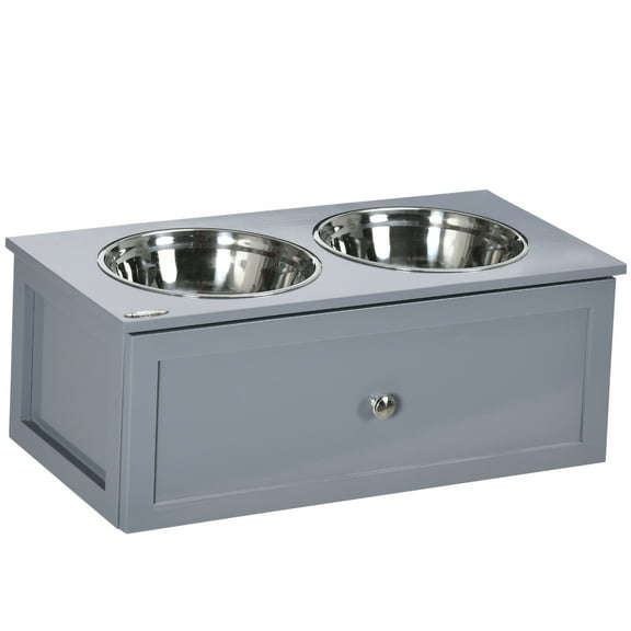 Elevated Dog Bowls Raised Pet Feeding Station with Storage for Medium Dogs