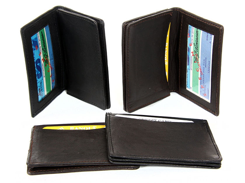 Men's Leather Pocket Slim Thin ID Credit Card Money Holder Wallet New USA Seller 