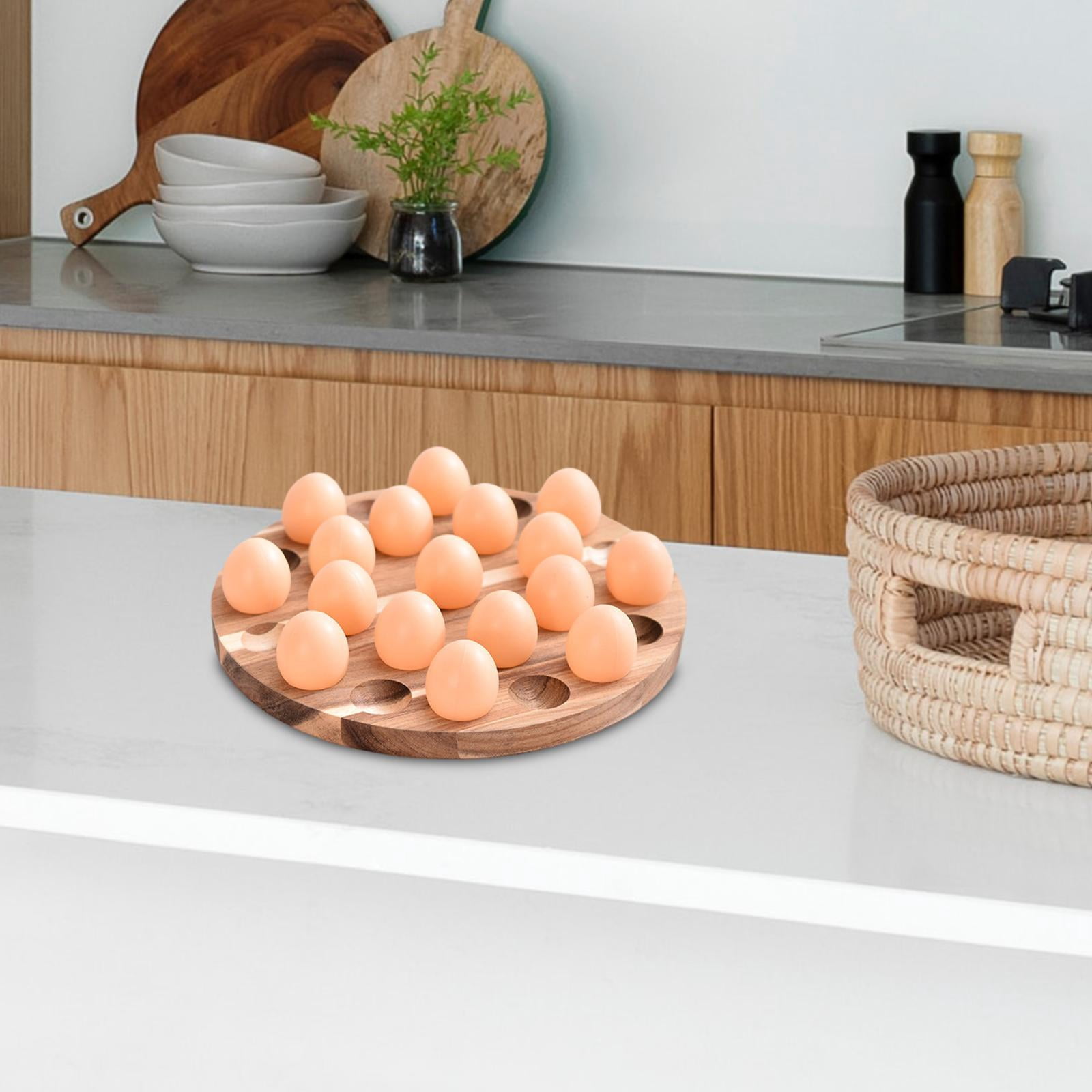 TISHITA Egg Holder Egg Organizer Rack Large Capacity Wooden Egg Storage Tray Egg Container for Fridge Household Restaurant Countertop