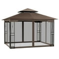 thumbnail image 3 of EGEIROS LIFE 12 Ft. X 10 Ft. Double Roof Patio Gazebo With Mosquito Net (Brown), 3 of 12