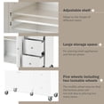 thumbnail image 5 of White Kitchen Cart on Wheels with Solid Wood Top, Utility Kitchen Islands with Storage Cabinets and Drawers, Spice Rack, Shelves, Large Workstation Breakfast Bar, Rolling Cart Kitchen Bakers Rack, 5 of 12