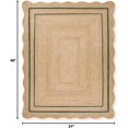 thumbnail image 2 of Rajputana Natural Jute Scalloped Bohemian Decor Handwoven Custom Decorative Rug (BD1) (2x4 ft-GRN), 2 of 4