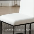 thumbnail image 4 of Linen Fabric Mid Century Modern Dining Chair Set of 4, Upholstered Padded Dining Chairs Armless Accent Chair with Black Metal Frame for Dining Room/Living Room/Kitchen/Office, White, 4 of 8