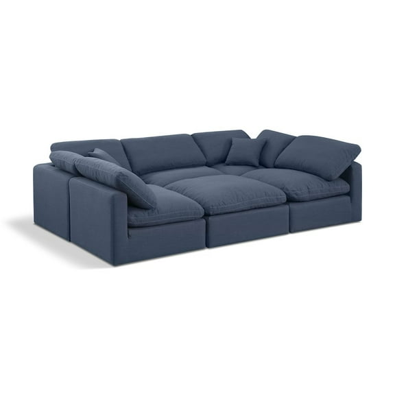 Meridian Furniture Indulge 164" Fabric U-Shaped Modular Sectional in Navy
