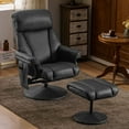 thumbnail image 3 of Mcombo Swivel Recliner with Ottoman, Reclining Chair with Massage, Faux Leather Lounge Chairs for Living Room Bedroom 4539(Dark Grey), 3 of 9