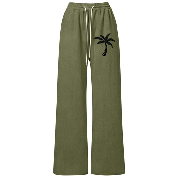 BOOMNY Girls Linen Pants Wide Leg Summer Beach Pants for Girl Trendy Hawaiian Graphic Elastic Waist Casual Jogger Pant With Pocket