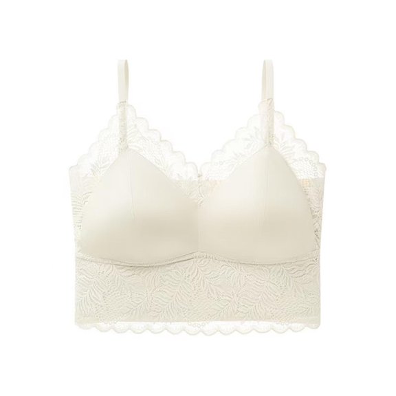 Nilvkv Wireless Bras with Support and Lift, Minimizer Bras for Women, Solid Lace Seamless Wide Strap Wireless Push Up Sports Back Minimizer Bra White 34ABC