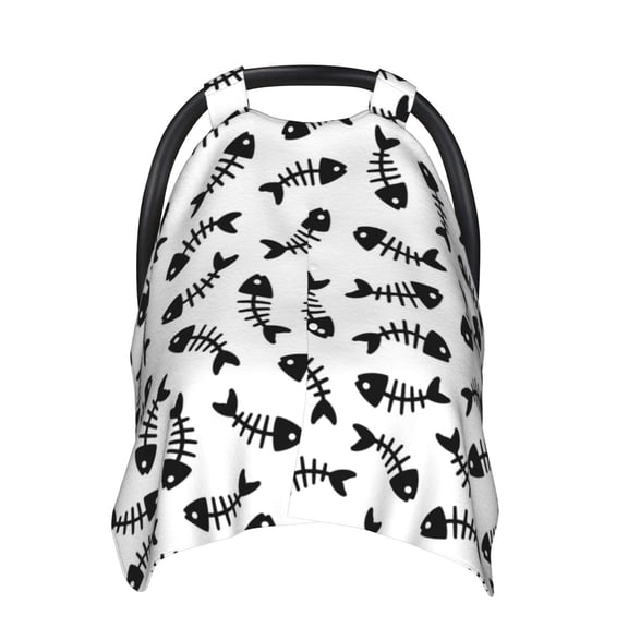 Car Seat Cover Baby - Fish Bone Breathable Infant Car Seat Cover for Baby Carseat, Lightweight Comfort Baby Essentials Must Haves Newborn Stuff for Girl Boy