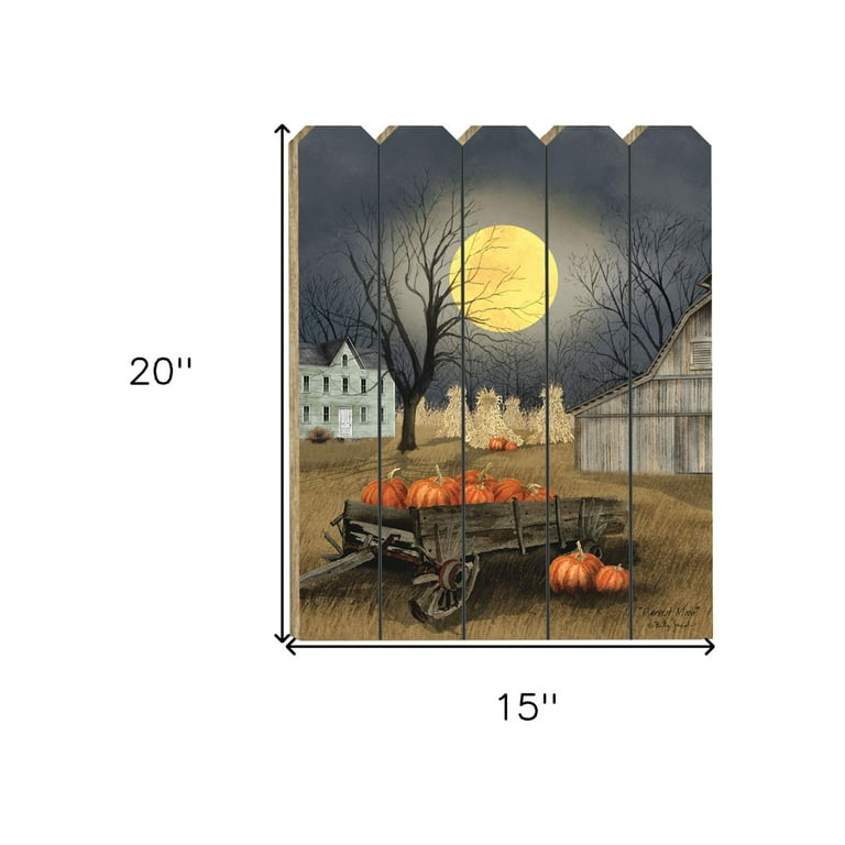 Harvest Moon Pumpkins Unframed Picket Fence Wall Art Harvest Moon Pumpkins Unframed Picket Fence Wall Art