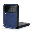 thumbnail image 5 of SaniMore for Samsung Galaxy Z Flip 5 (6.7" 2023) Phone Case, Retro PU Leather + Crossbody Lanyard, Shockproof Anti-fall Slim, Durable Wear-resistant Folding Shell for Galaxy Z Flip 5, Blue, 5 of 6