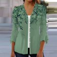 thumbnail image 2 of WXLWZYWL Womens Summer Tops 2023 Clearance Women Summer 3/4 Sleeve Cardigan Solid Color Casual Blouse Tops Army Green, 2 of 5