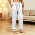 thumbnail image 4 of Aofany Womens Silk Satin Pajama Pants Loose Lounge Pants Drawstring Elastic Waist Pj Bottoms with Pockets, 4 of 9