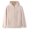 thumbnail image 4 of Sherpa Jacket Women Winter Fleece Lined Warm Full Zip Up Hoodies Solid Sweatshirts White XXXL, 4 of 5