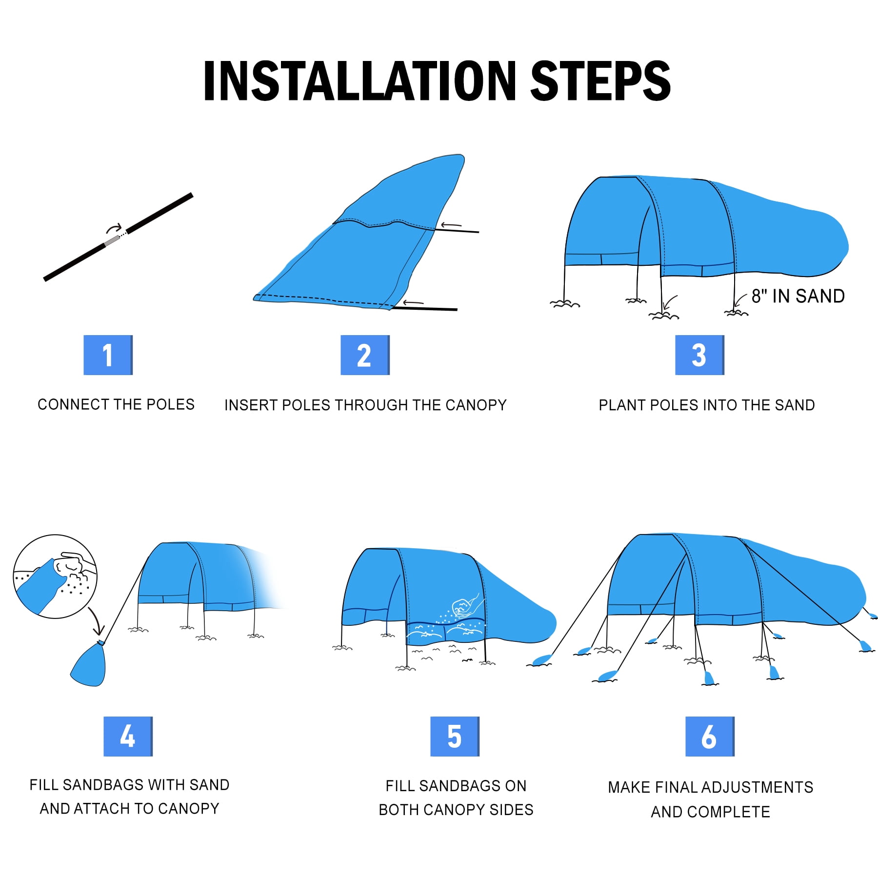 New Beach Shade with Quiet Canopy, The Beach Shade Canopy，Beach Canopy - Covers Up to 8 People, 200 Sq. Ft. of Shade, Sets Up in 3 Minutes, Lightweight, Compact, Wind Assist Included