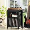 thumbnail image 4 of Record Player Stand, Turntable Stand with Vinyl Record Storage, Black Record Player Table Up to 160 Albums, End Table for Vinyl Records, Vinyl Record Holder for Living Room, 4 of 9